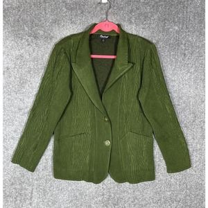 Opulent Sueded Microfiber Crinkle Two‎ Button Blazer Womens Size Large Green